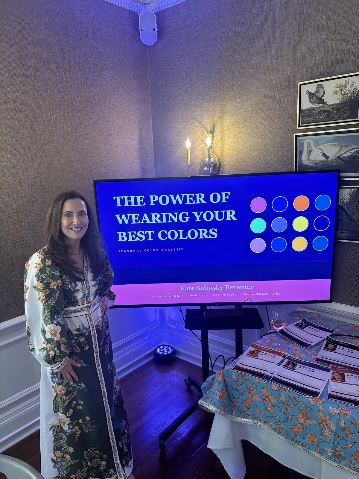 Kate presenting &ldquo;The Power of Wearing Your Best Colors&rdquo; at a private seasonal color event