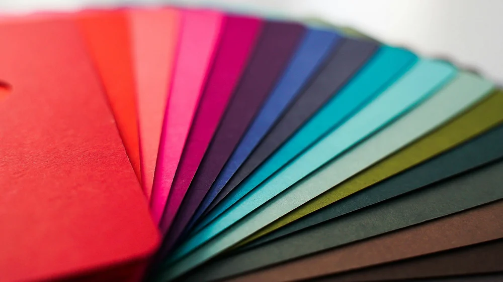 A fan of professional color drapes
